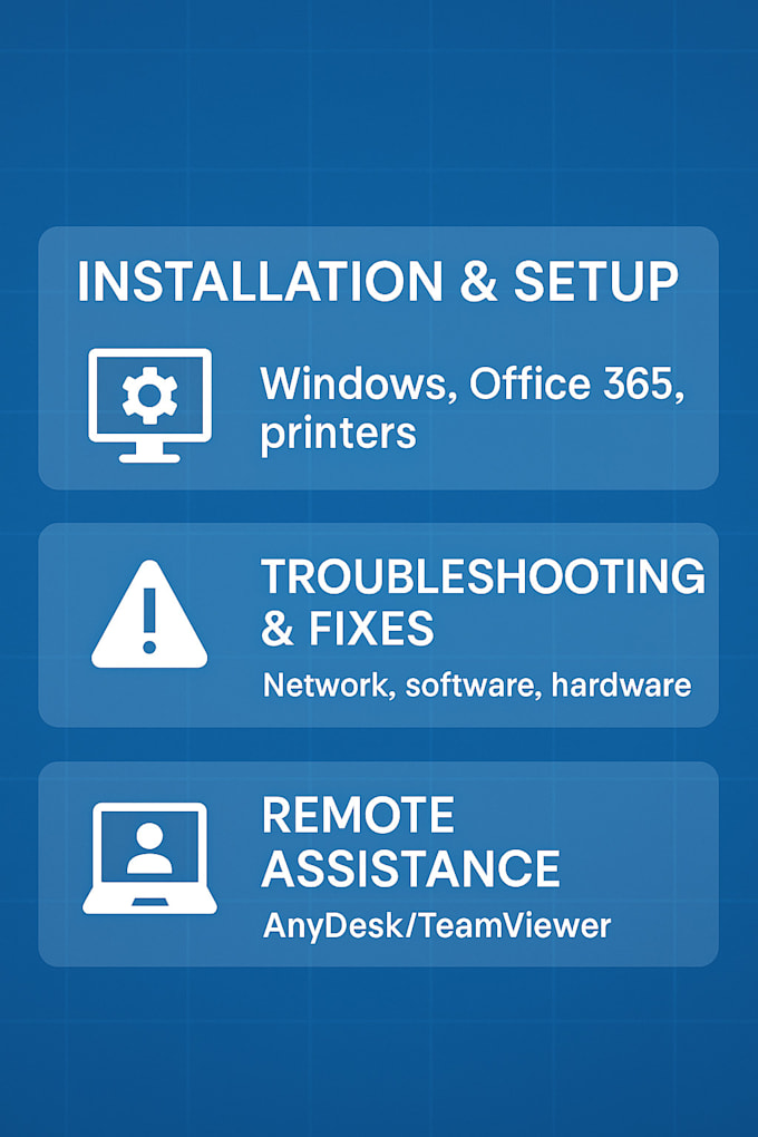 provide remote IT support for windows, printers ect