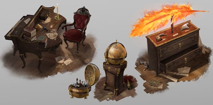 design 2d environment or interior concept art