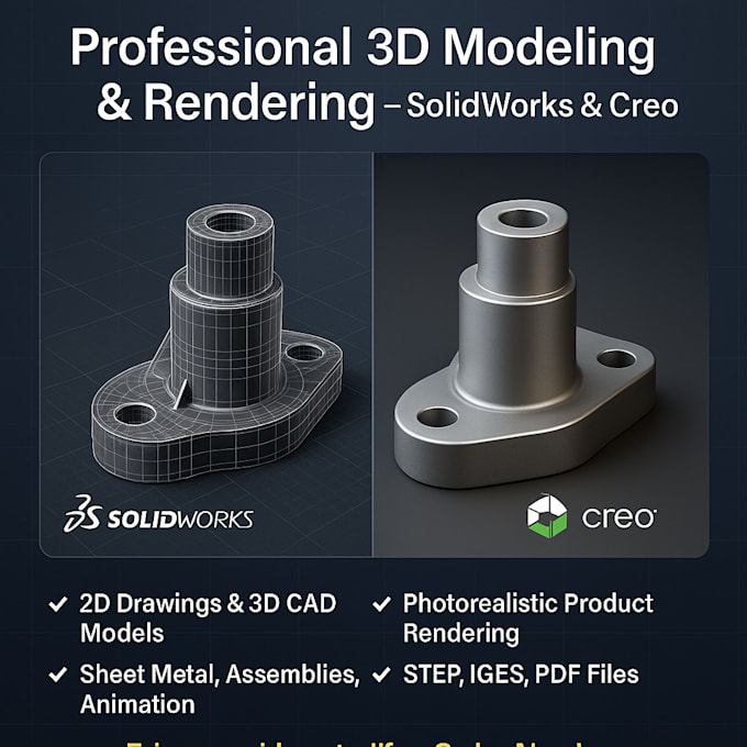 design and 3d modeling rendering on solidworks creo