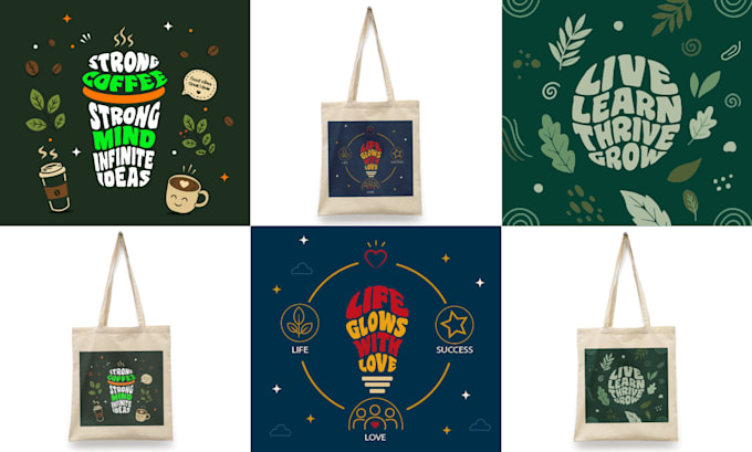 create custom typography tote bag design