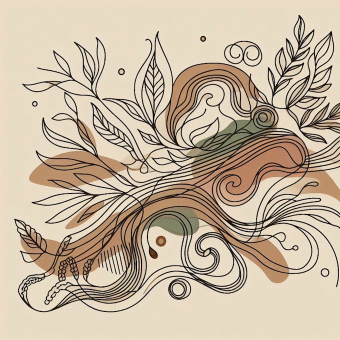 do a abstract one line art with boho style