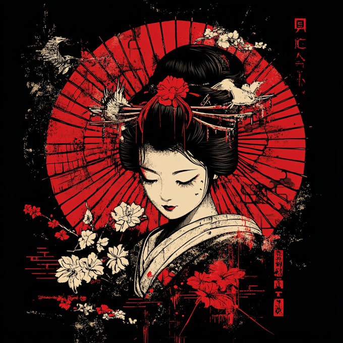 make unique tshirt design dark art japanese illustration