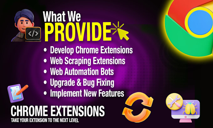develop or upgrade any kind of chrome extensions