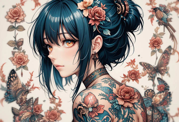 black and white tattoo desing