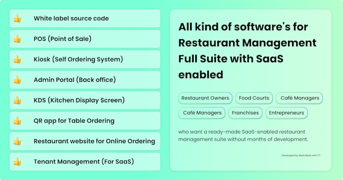 provide all in one restaurant management software with saas kiosk pos qr kds