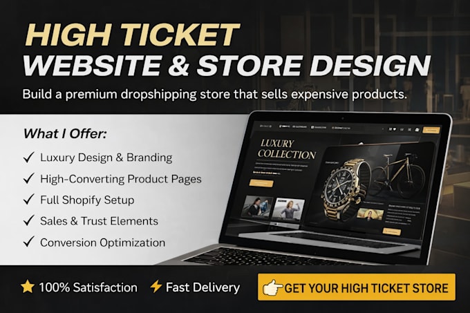 design  high ticket website high ticket store high ticket dropshipping store