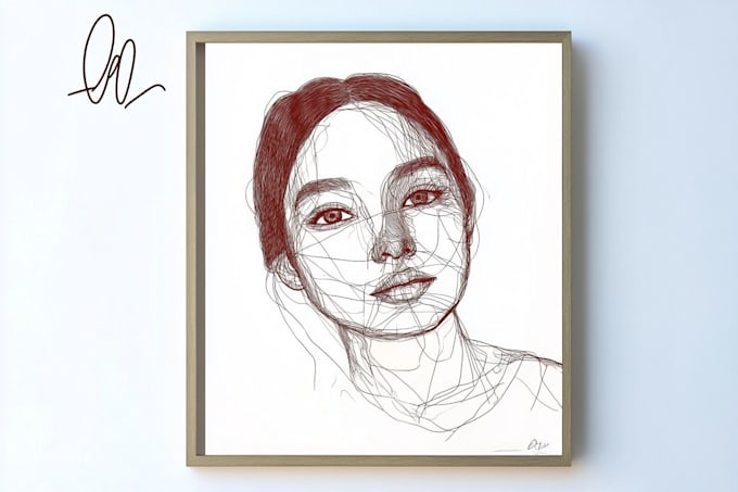 make scribble art, abstract line portrait