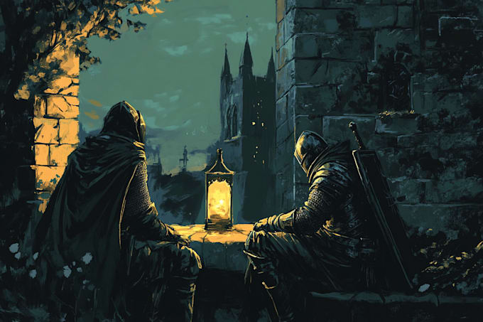 do dark medieval art illustration for you