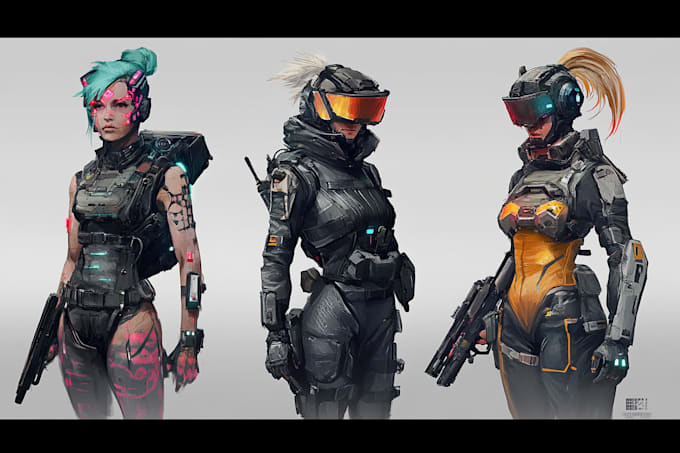Make sci fi or cyberpunk character concept art by Diaunubbard | Fiverr