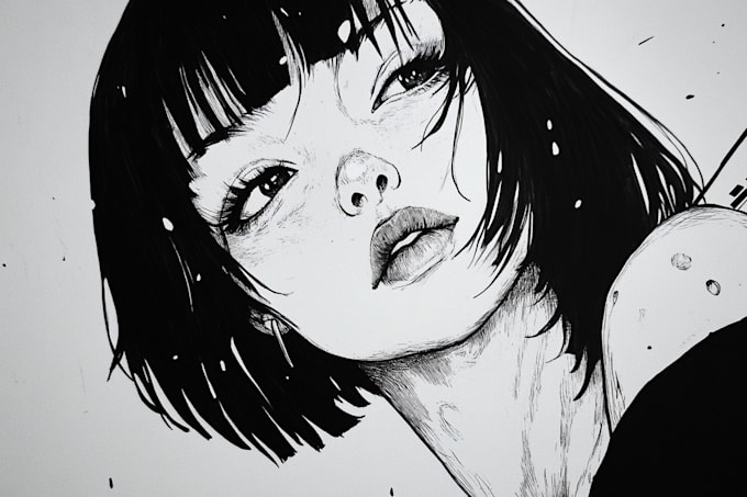 Draw black and white illustrations with a manga style by Lateebbelaa ...