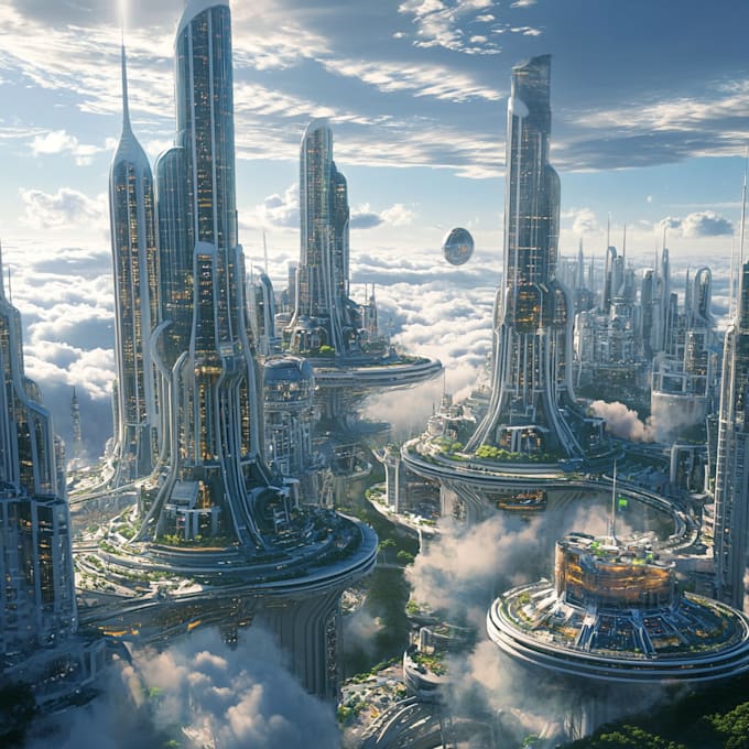 Draw a concept art illustration and science fiction city art by ...