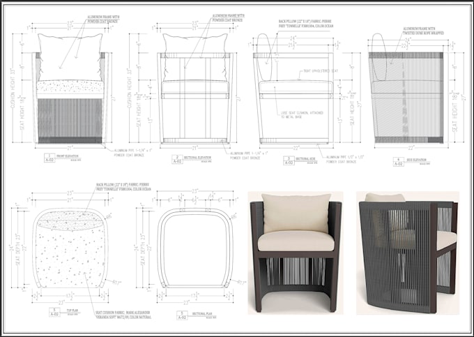 do furniture manufacturing drawing and 3d rendering