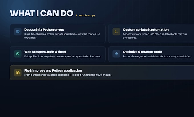 fix python bugs, errors and write custom python scripts