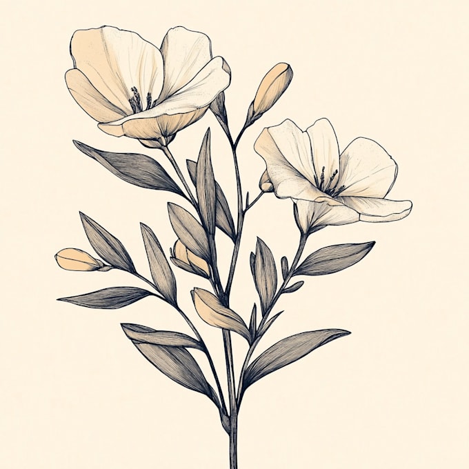 do the botanical line art illustration