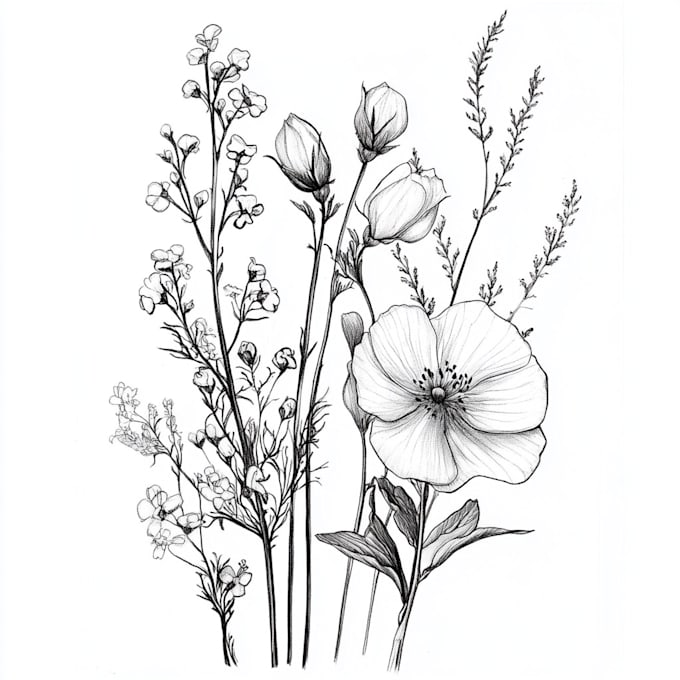 hand-draw-botanical-illustration-line-art-of-plants-flowers-by-fillbom