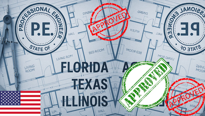 draw pe stamp florida texas illinois architectural permit structural drawing