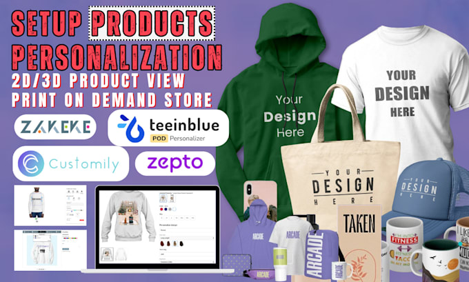 integrate teeinblue zakeke customily 2d 3d shopify pod product personalization