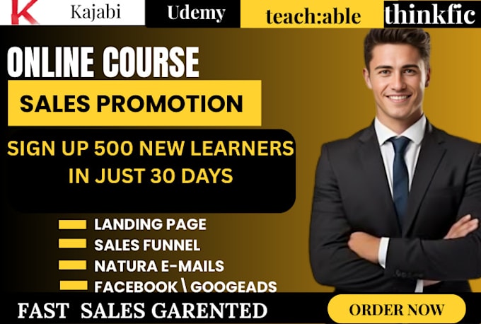 udemy, thinkific and kajabi online course promotion