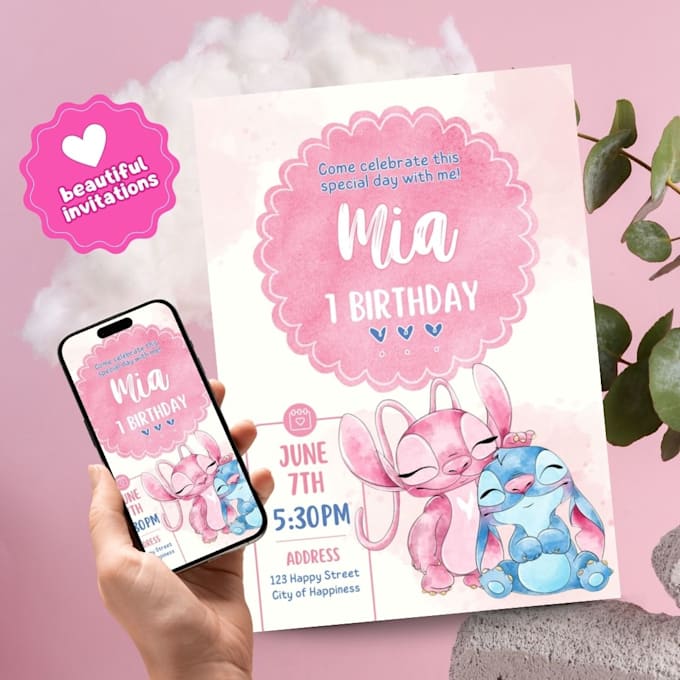 lilo estitch pool party invitation