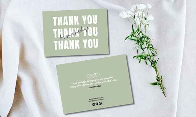 luxury thank you card, product insert and business card