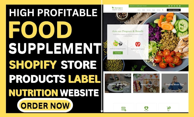 design food supplement shopify store supplement  product label nutrition website