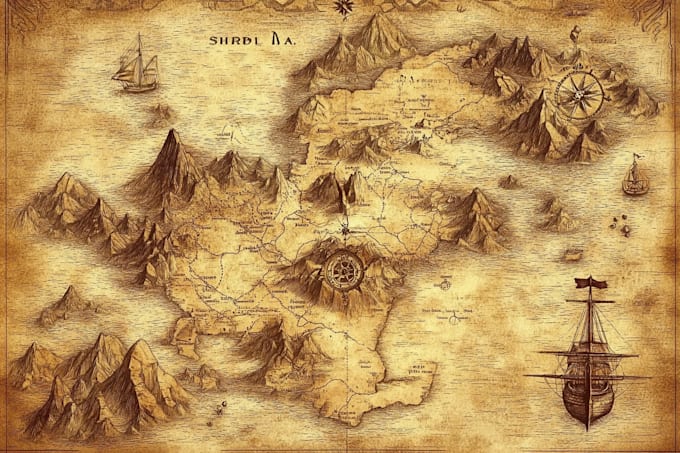create a high quality fantasy map illustratiuon