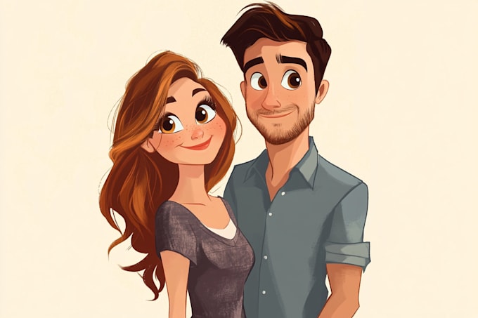 do cartoon disney couple portrait