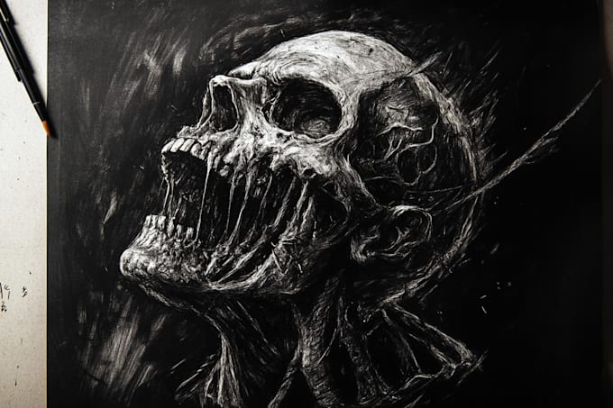draw dark art, horror and brutal illustration