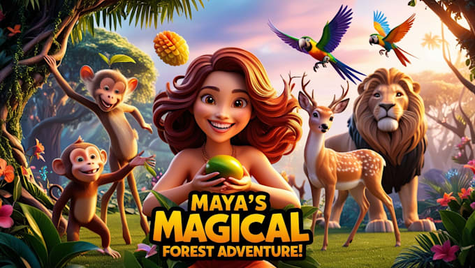design eye catching cartoon youtube thumbnails for kids and storytelling videos