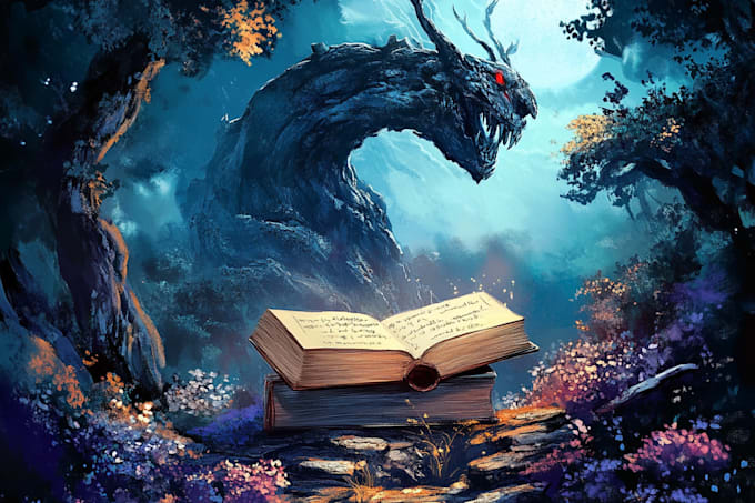 draw artwork for cover book, dnd, and card game