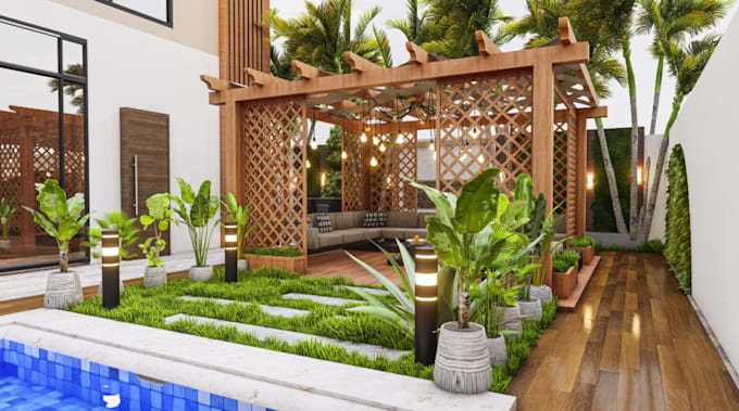 renew modern minimalist villa,exterior garden,outside patio,facade elevation,cgi