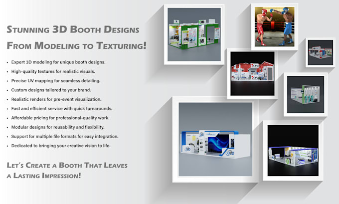 create professional booth and exhibition stand design or kiosk