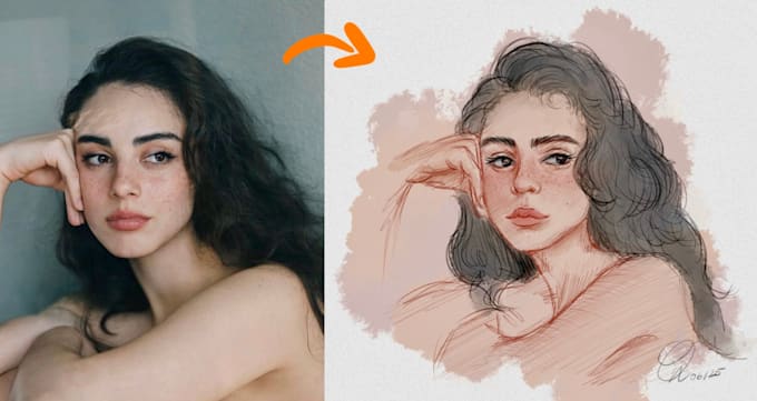 draw a sketchy watercolor portrait, no ai