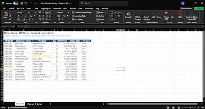 clean format excel data