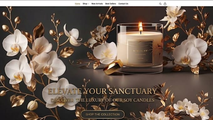 design candle shopify store, candle website, luxury candle ecommerce store