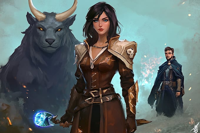 2d game art, 2d dnd art book, fantasy art character