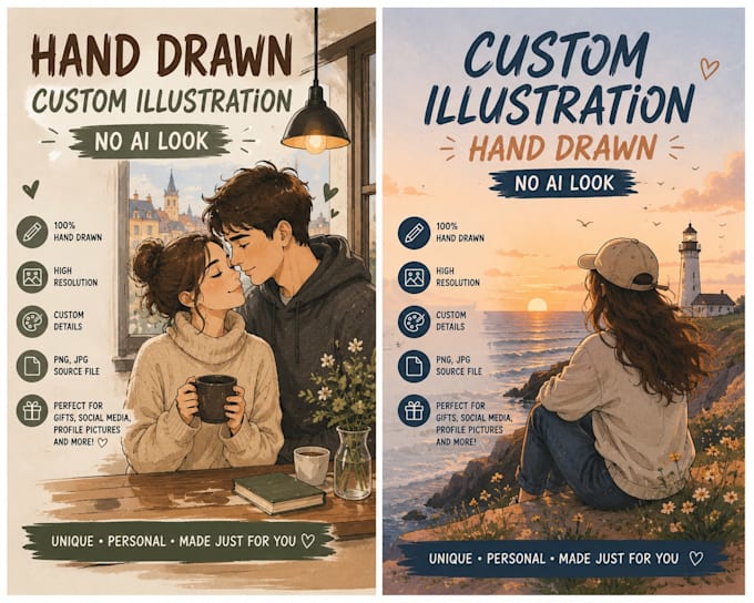 draw a custom couple illustration