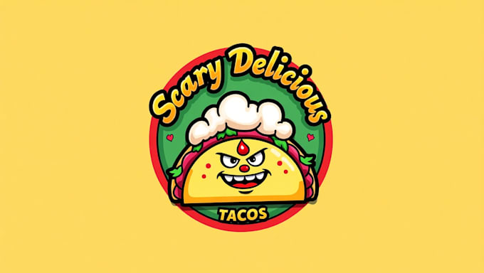 do scary delicious tacos restaurant mascot logo design