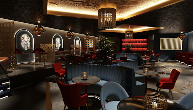 Redesign 3d bar coffee restaurant, night club interior design 3d model ...