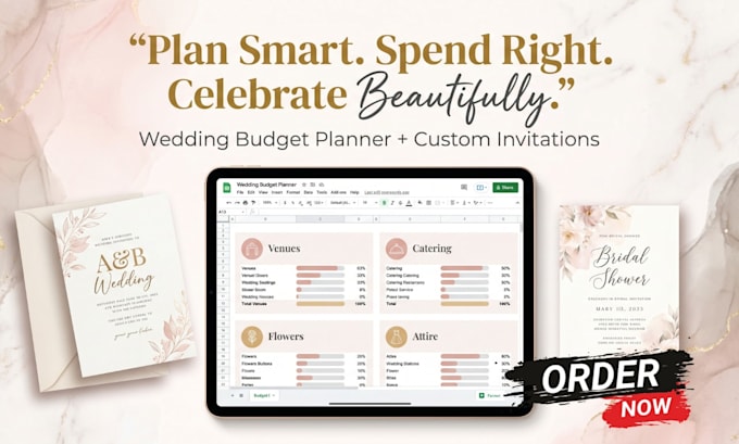 design wedding budget planner, wedding invitation, bridal shower invitation