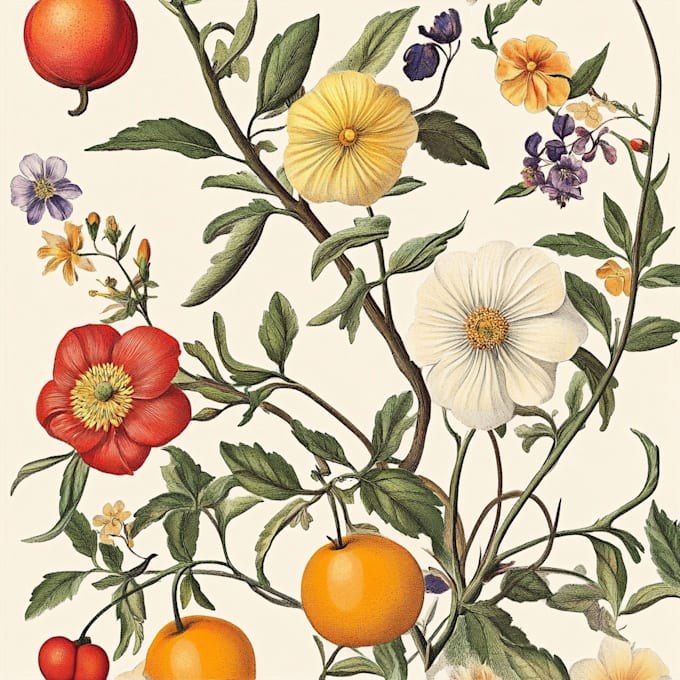 create a beautiful vintage botanical illustration poster