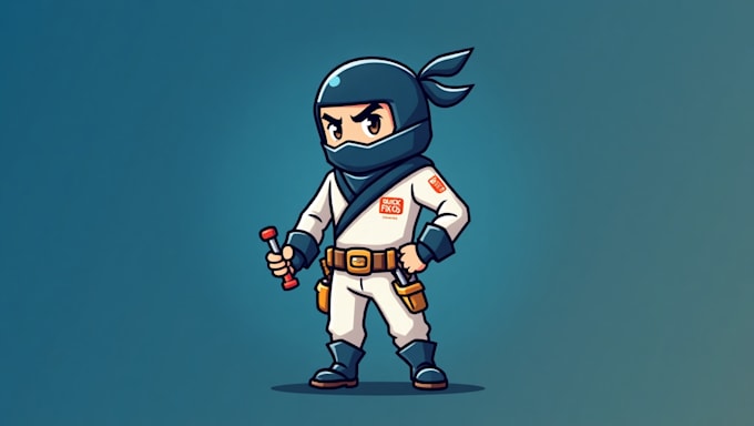 do ninja repairman mascot logo design