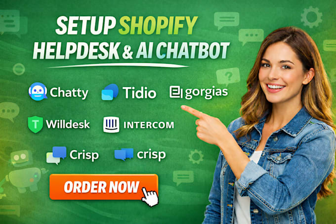 setup shopify helpdesk ai chatbot chatty tidio gorgias willdesk intercom crisp