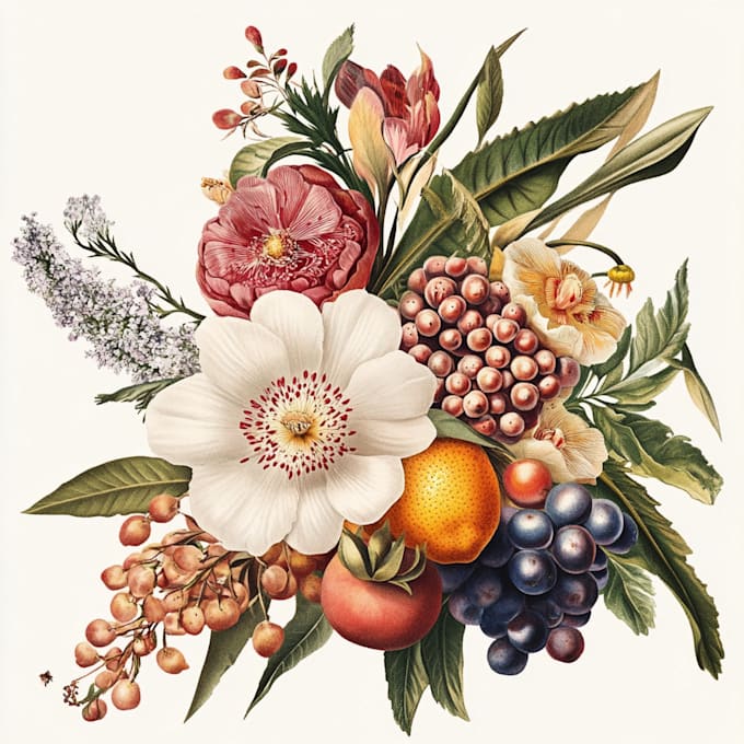 create custom botanical illustration, concept art, sketches for