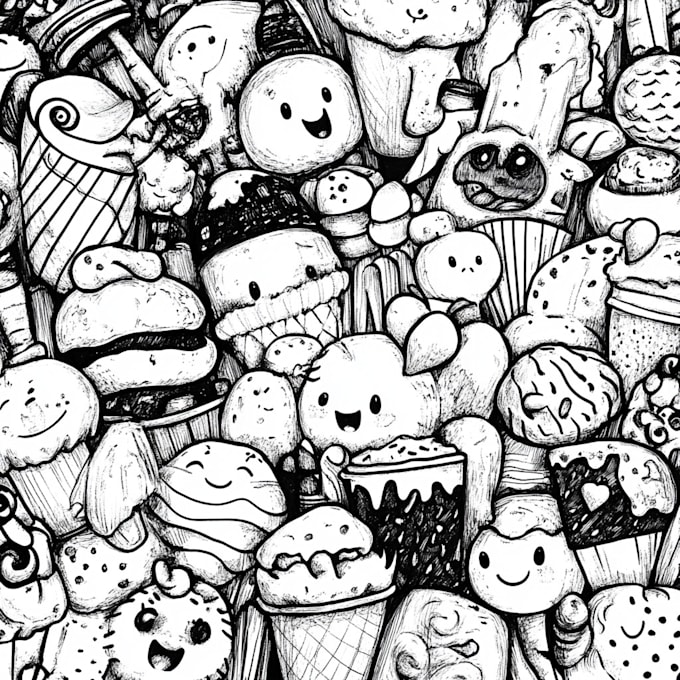 create cute doodle art pattern illustrations