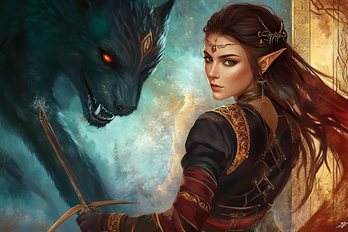 do fantasy character illustration, portrait, scene, splash art