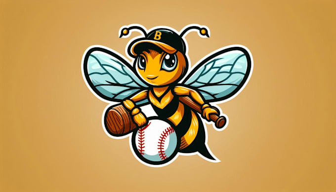 design bee baseball mascot logo with express delivery