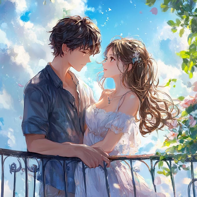 custom couple portrait demon slayer anime style