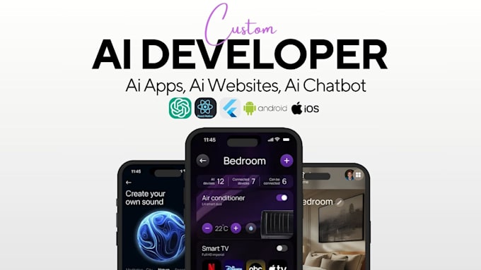 develop custom ai apps, ai saas, ai websites and ai bots