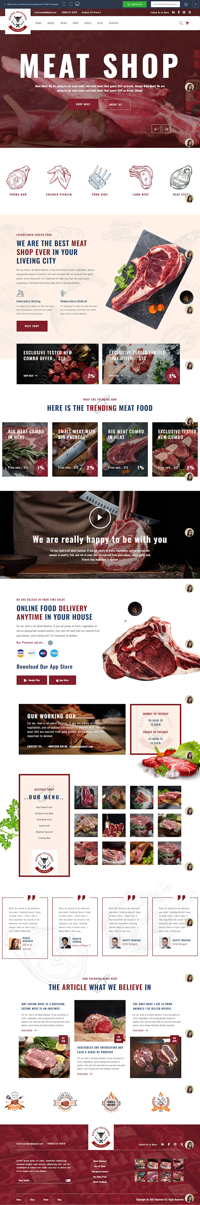 design profitable butcher shopify store seafood store restaurant website